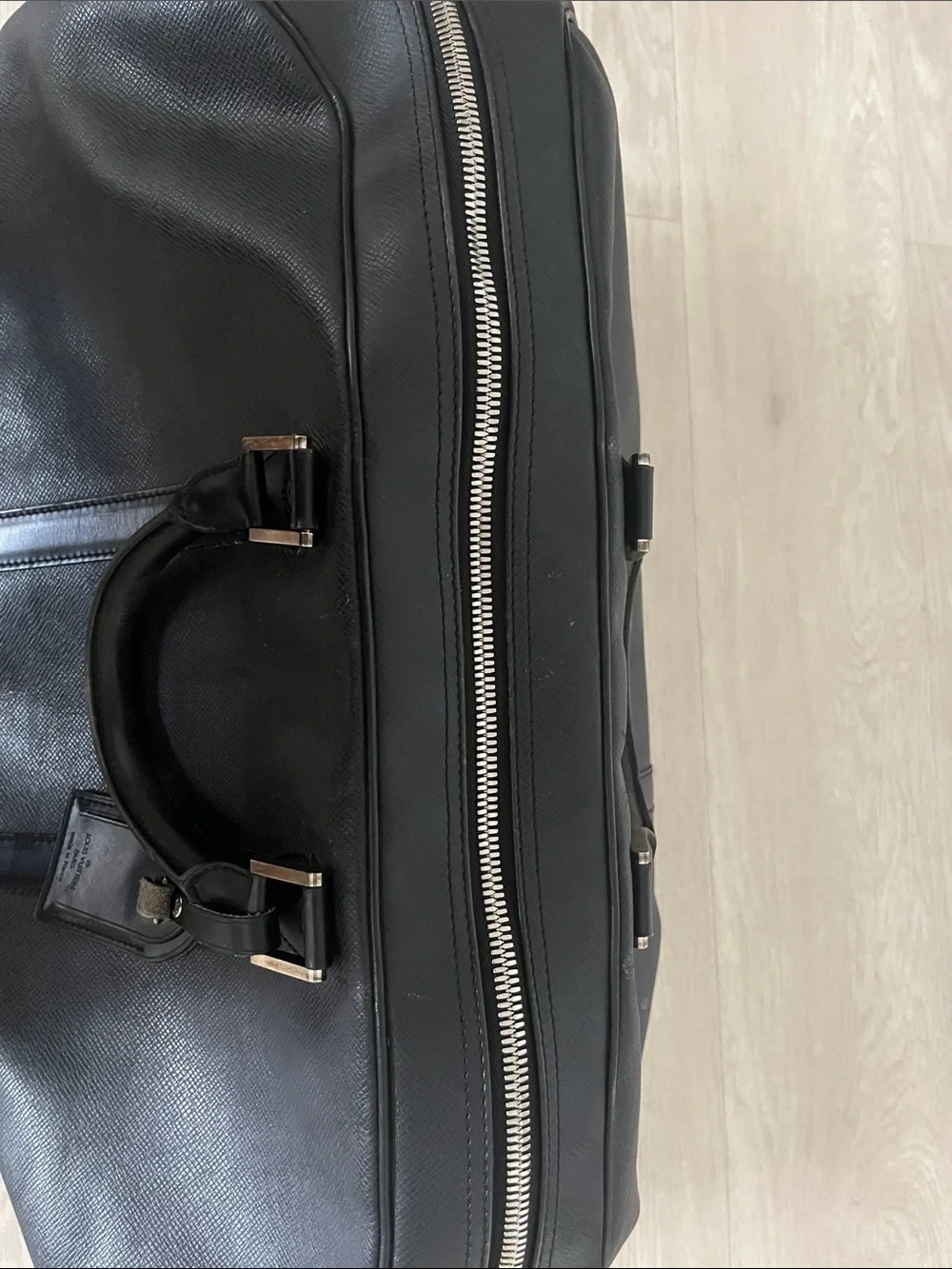 Louis Vuitton Black Leather Travel Duffle Bag